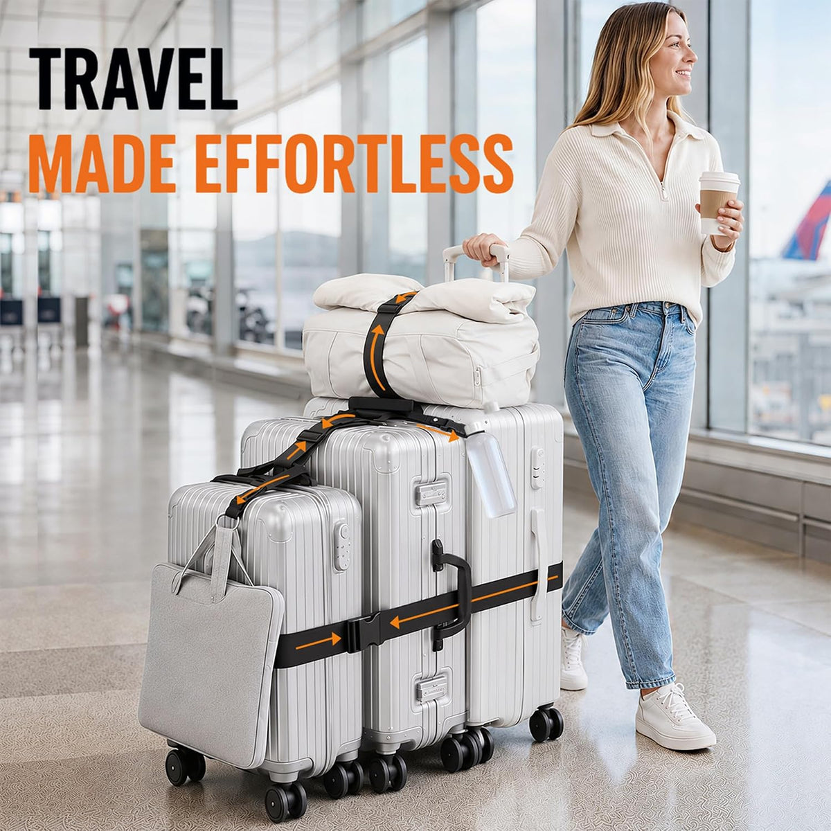 7 Pack Adjustable Luggage Straps for Suitcases & Luggage Connector Straps