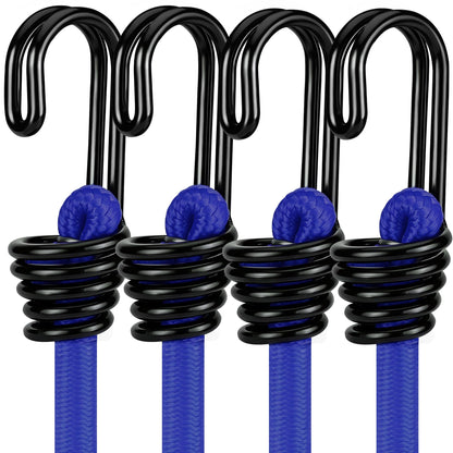 WORKPRO 24" Bungee Cords with Hooks, 4 Pack Heavy Duty Outdoor Bungee Strap