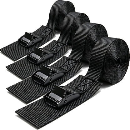 Lashing Straps with Buckles, 4Pack, 1 Inch × 5 Feet, Cargo Tie-Down Strap (Black, 5Ft)