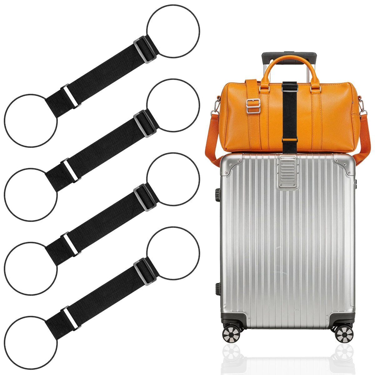 Mayski 4 Pack Adjustable Elastic Luggage Connector Straps for Suitcases