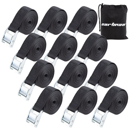 Cartman 1" x 12 ft Lashing Straps, 6 Pack, 600 lb Break Strength, Black