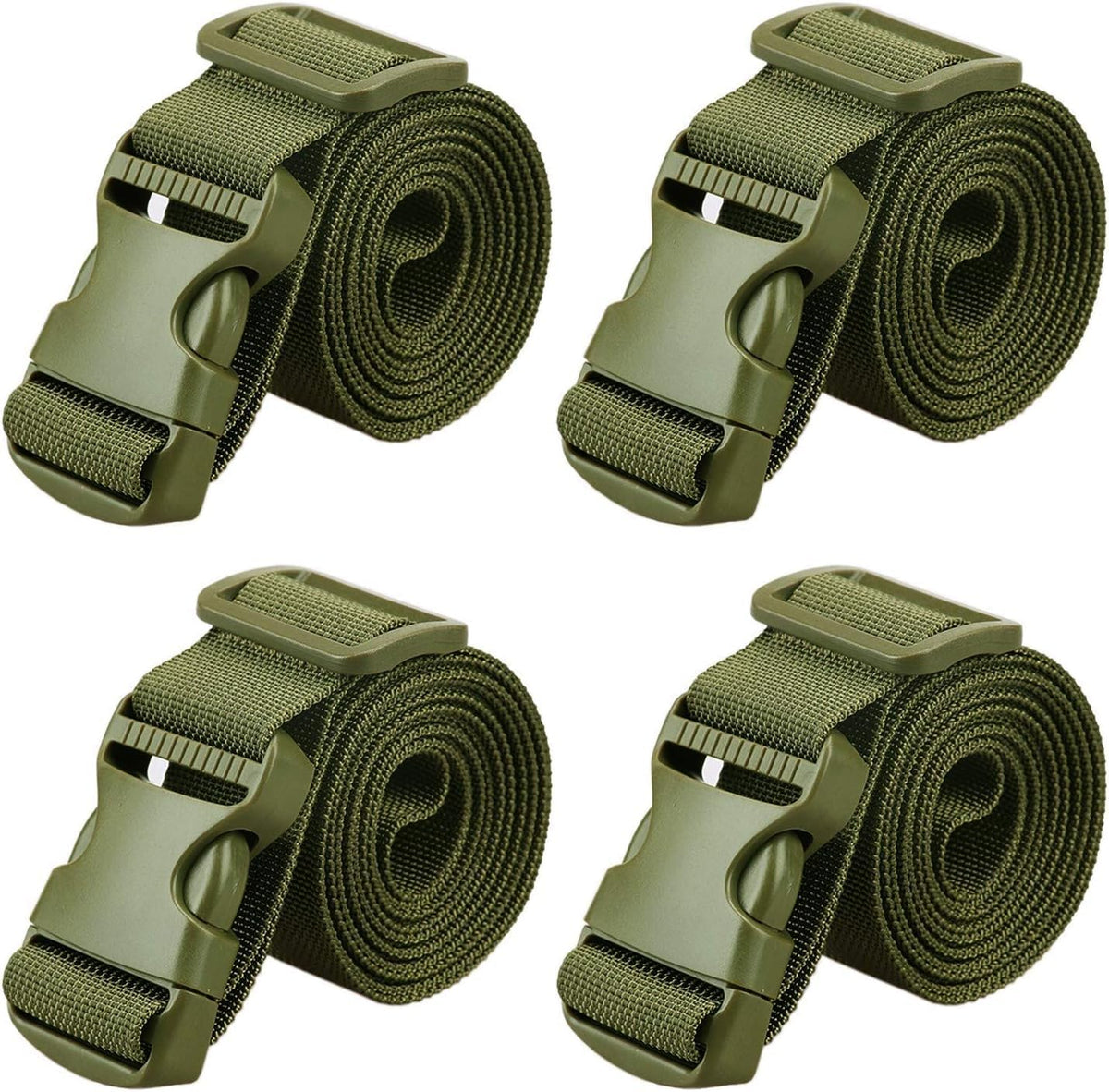 MAGARROW 2" Utility Luggage Straps with Buckle Adjustable, 4-Pack (Black, 2 in x 9.5 ft)