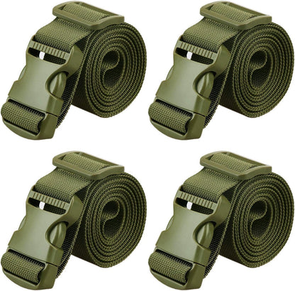 MAGARROW 2" Utility Luggage Straps with Buckle Adjustable, 4-Pack (Black, 2 in x 9.5 ft)