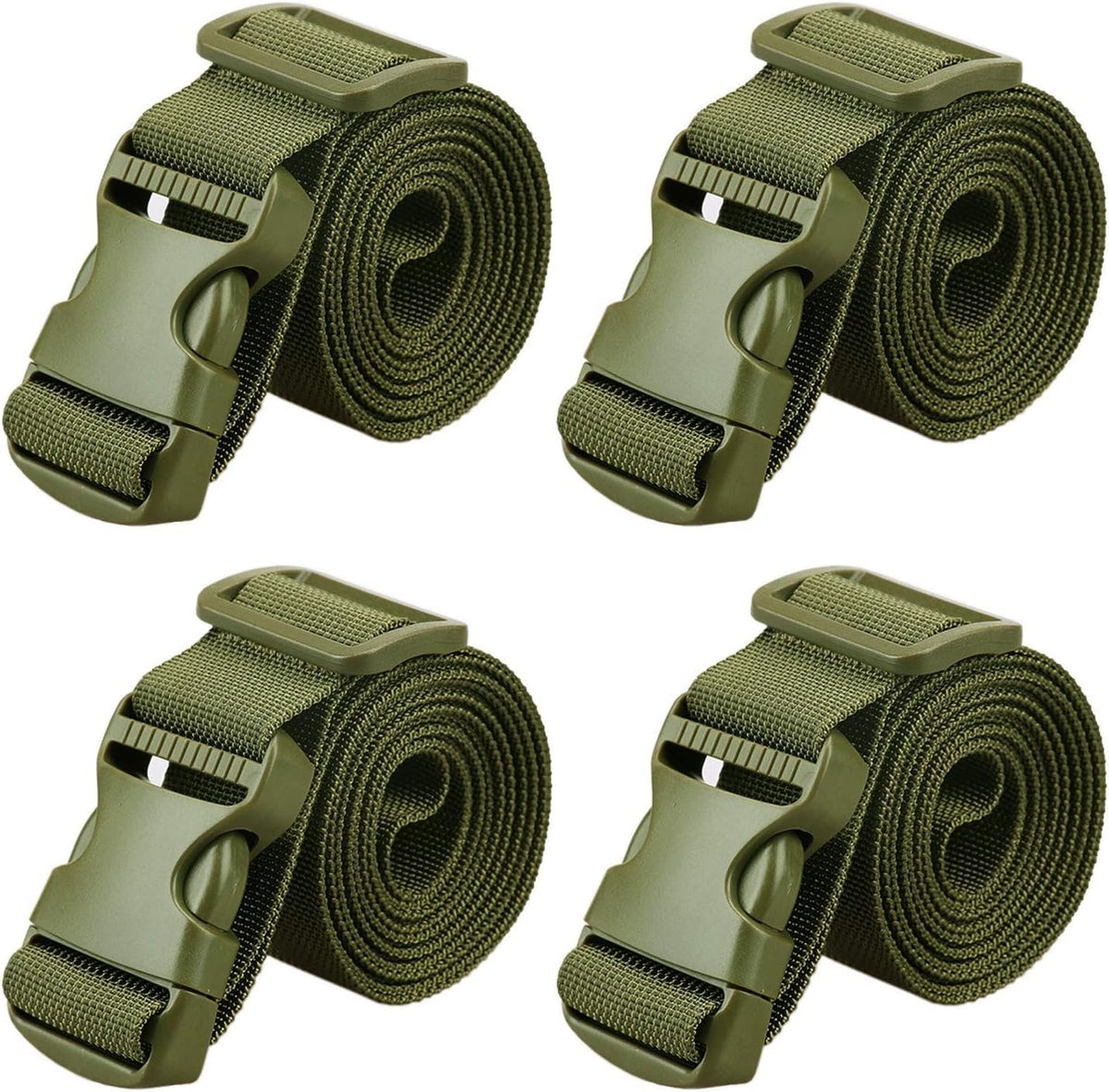 MAGARROW 2" Utility Luggage Straps with Buckle Adjustable, 4-Pack (Black, 2 in x 9.5 ft)