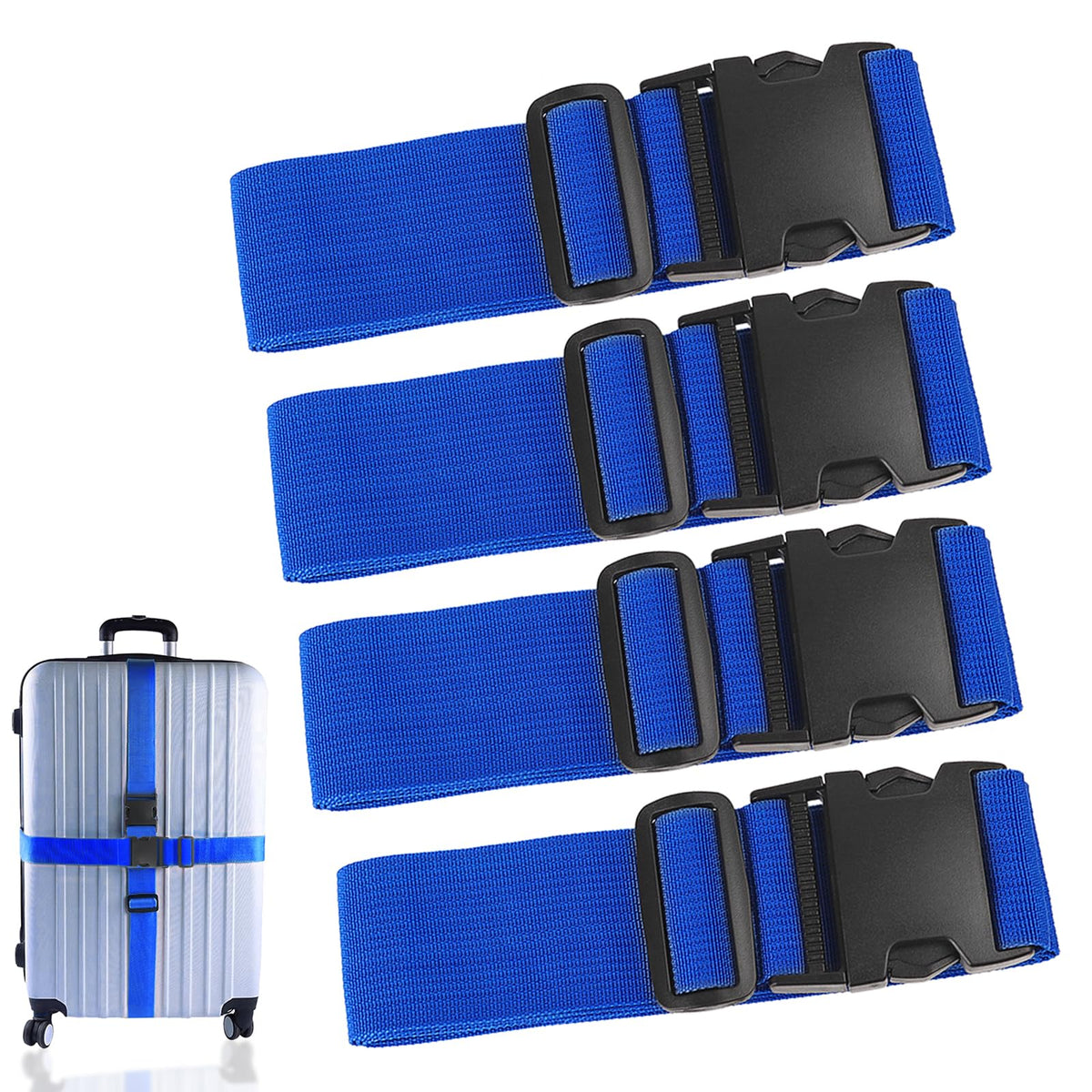 80In Luggage Straps for Suitcase Travel Belt Accessories, 2 Pack Light Blue