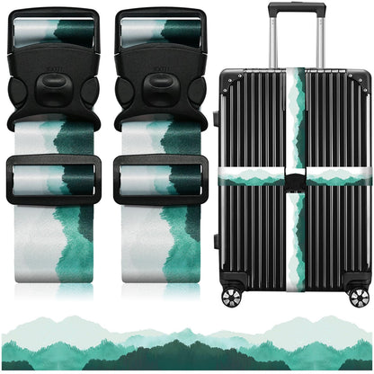 2 Pack Luggage Straps for Suitcases, Adjustable Travel Belt with Double Lock and Quick Release Buckle, Heavy Duty Nylon Bag Packing Strap, Bright Identifiers Business Travel Accessories-Colorful Block