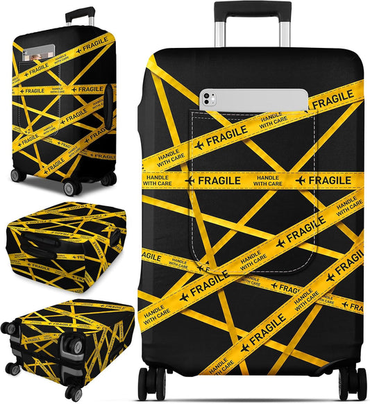 Slohif Cool Luggage Cover with Storage Pocket 28-30 inch Caution Tape
