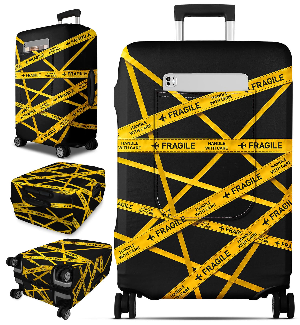 Slohif Cool Luggage Cover with Storage Pocket 28-30 inch Caution Tape