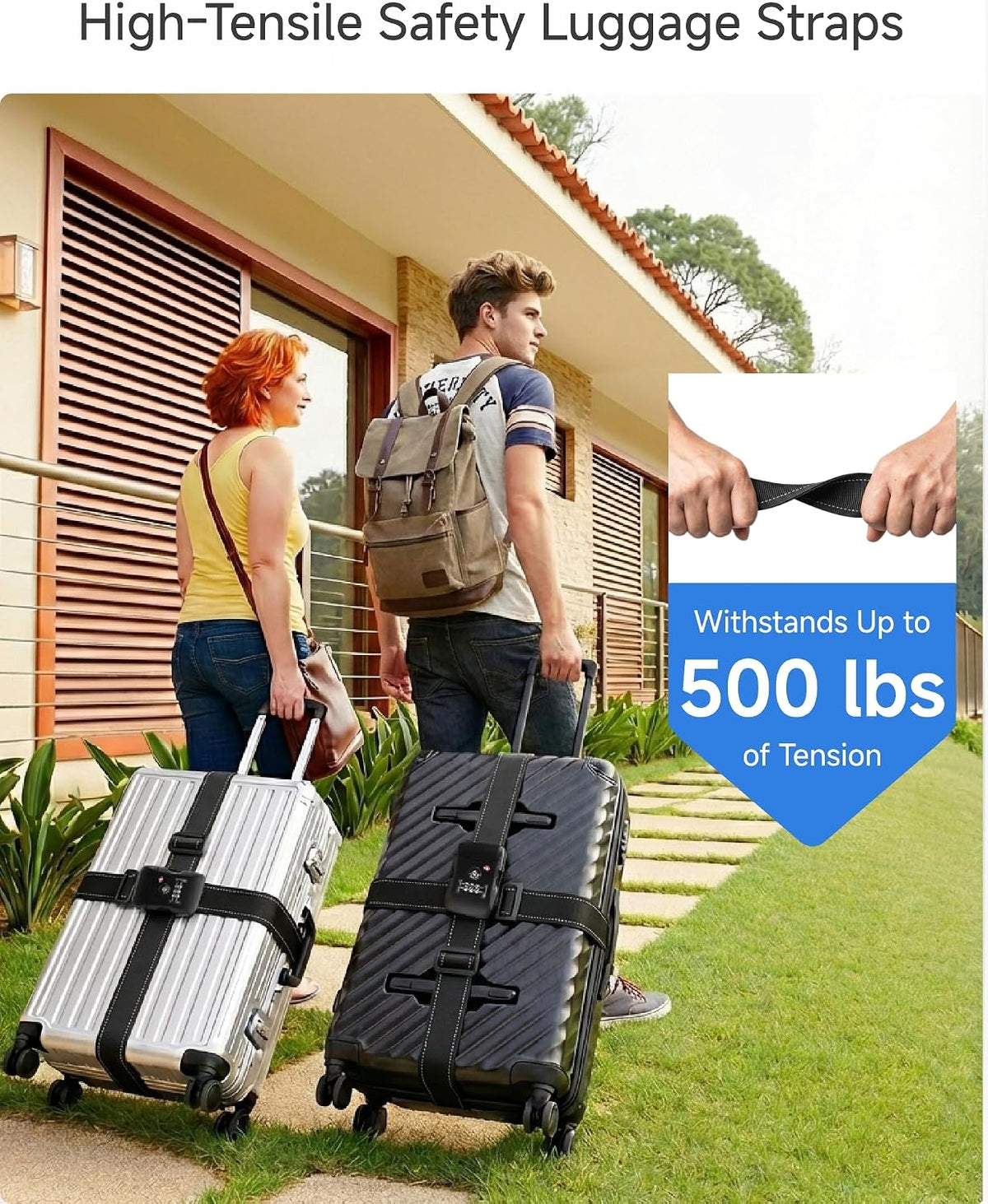 LUGGEX Luggage Straps TSA Approved, Adjustable Straps for Suitcases,Black