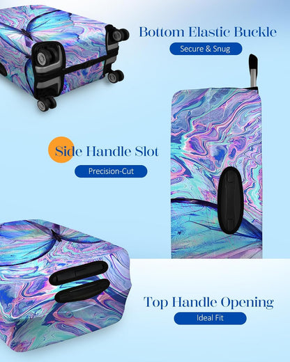 Slohif Luggage Cover for Suitcase Tsa Approved Protector - Butterfly Luggage Sleeve Large Suit Case Cover Travel Stretch Baggage Case Protective Washable Fit 21-23 Inch