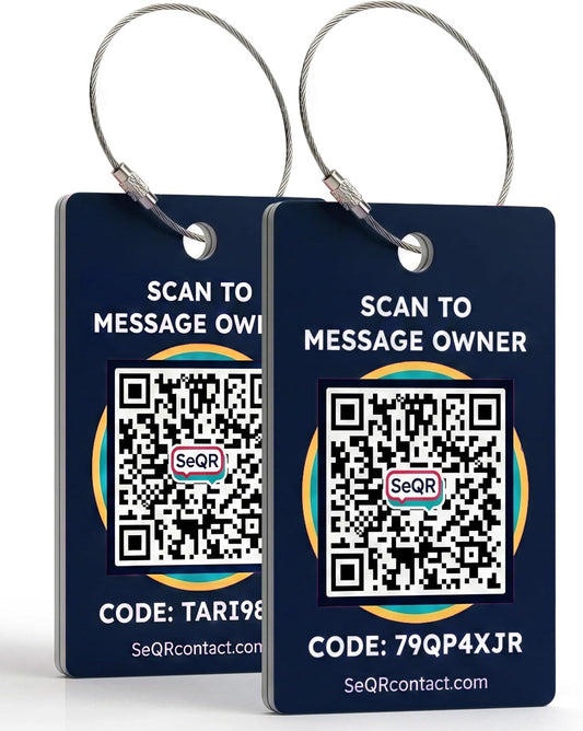 Smart Luggage Tags | Privacy QR Code Tags for Travel Suitcases, 2-Pack