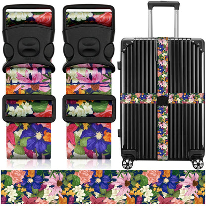 2 Pack Luggage Straps for Suitcases, Adjustable Travel Belt with Double Lock and Quick Release Buckle, Heavy Duty Nylon Bag Packing Strap, Bright Identifiers Business Travel Accessories-Colorful Block