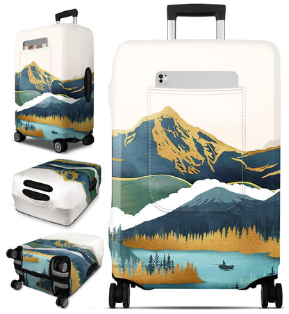 Slohif Luggage Cover for Suitcase Tsa Approved Protector - Luggage Sleeve Large Suit Case Cover Travel Stretch Baggage Case Protective Washable Fit 24-27 Inch Black Tape M