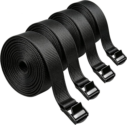 Lashing Straps with Buckles, 4Pack, 1 Inch × 5 Feet, Cargo Tie-Down Strap (Black, 5Ft)