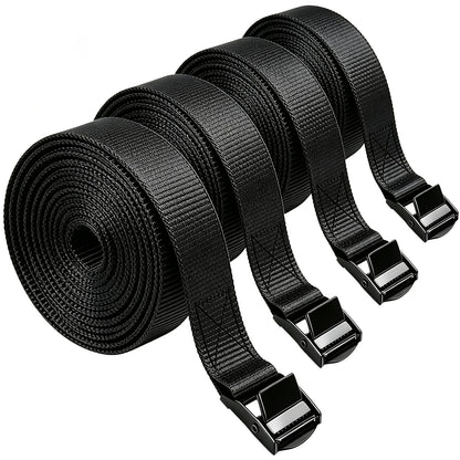 Lashing Straps with Buckles, 4Pack, 1 Inch × 5 Feet, Cargo Tie-Down Strap (Black, 5Ft)