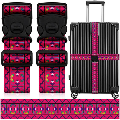2 Pack Luggage Straps for Suitcases, Adjustable Travel Belt with Double Lock and Quick Release Buckle, Heavy Duty Nylon Bag Packing Strap, Bright Identifiers Business Travel Accessories-Colorful Block
