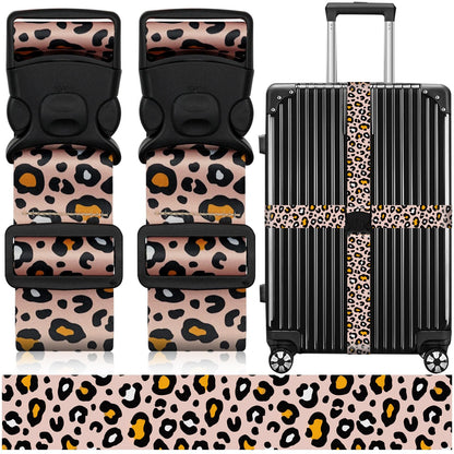 2 Pack Luggage Straps for Suitcases, Adjustable Travel Belt with Double Lock and Quick Release Buckle, Heavy Duty Nylon Bag Packing Strap, Bright Identifiers Business Travel Accessories-Colorful Block