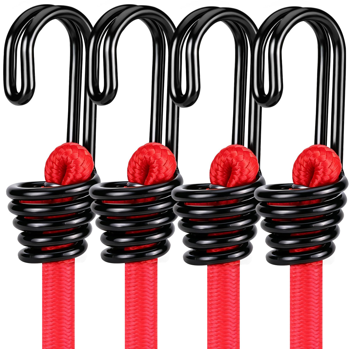 WORKPRO 24" Bungee Cords with Hooks, 4 Pack Heavy Duty Outdoor Bungee Strap