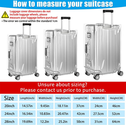 Yotako 3 Pieces Clear PVC Suitcase Cover Tough Protector, 20" 24" 28" Luggage Covers for Wheeled Suitcase