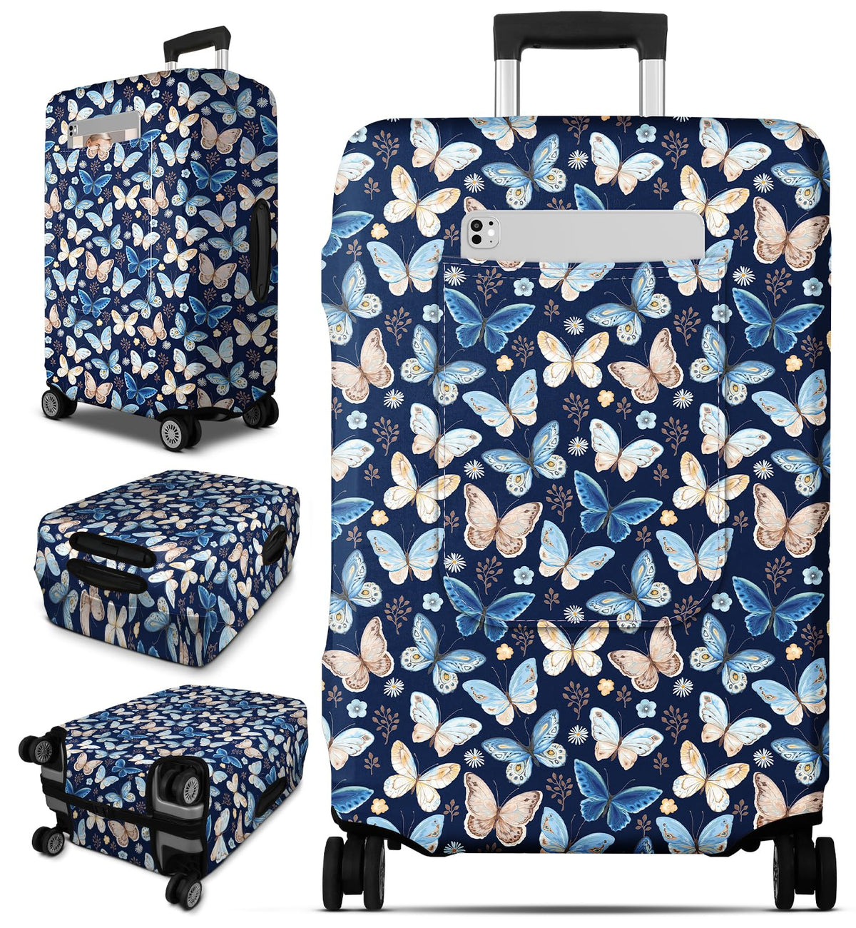 Slohif Luggage Cover for Suitcase Tsa Approved Protector - Luggage Sleeve Large Suit Case Cover Travel Stretch Baggage Case Protective Washable Fit 24-27 Inch Black Tape M