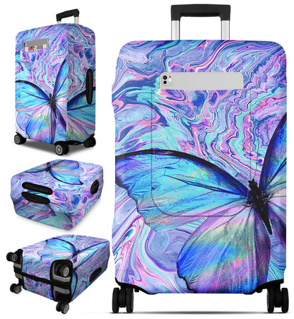 Slohif Luggage Cover for Suitcase Tsa Approved Protector - Butterfly Luggage Sleeve Large Suit Case Cover Travel Stretch Baggage Case Protective Washable Fit 21-23 Inch