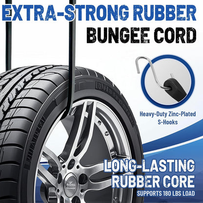 Bungee Cords with Hooks, 10 Pack, 10", 15", 21", 31", EPDM Rubber