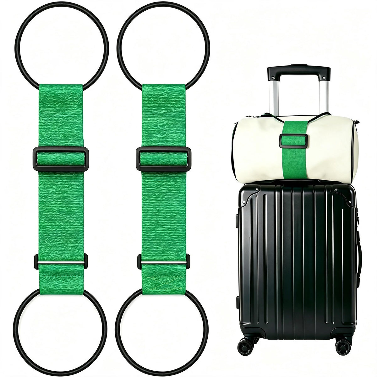 2Pack Adjustable Luggage Straps for Suitcases, Connect Bag to Suitcase