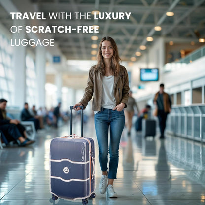 Clear Luggage Cover Protector - TSA Approved, 20-Inch Transparent Suitcase Cover with Handle Openings, Premium Waterproof Luggage Protector