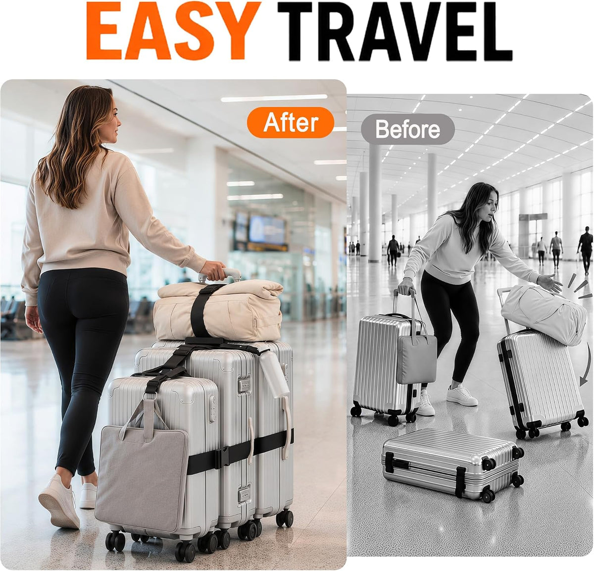7 Pack Adjustable Luggage Straps for Suitcases & Luggage Connector Straps