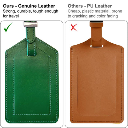 Emerald Green Genuine Top Grain Leather Luggage Tag