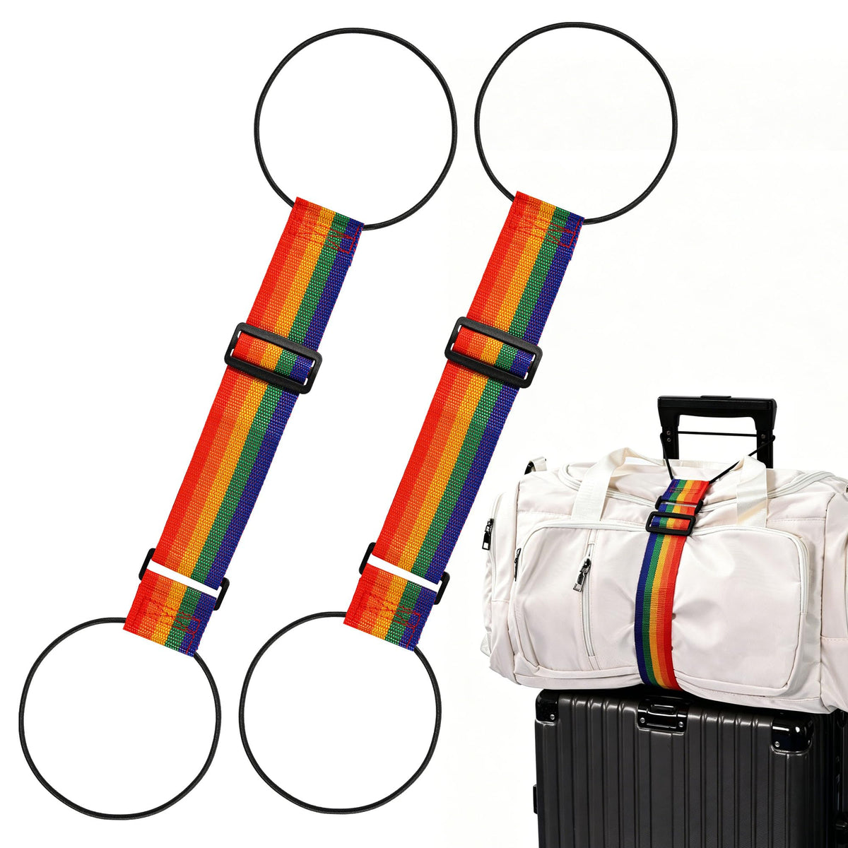 2Pcs Luggage Straps for Suitcases, Adjustable Luggage Connector Straps