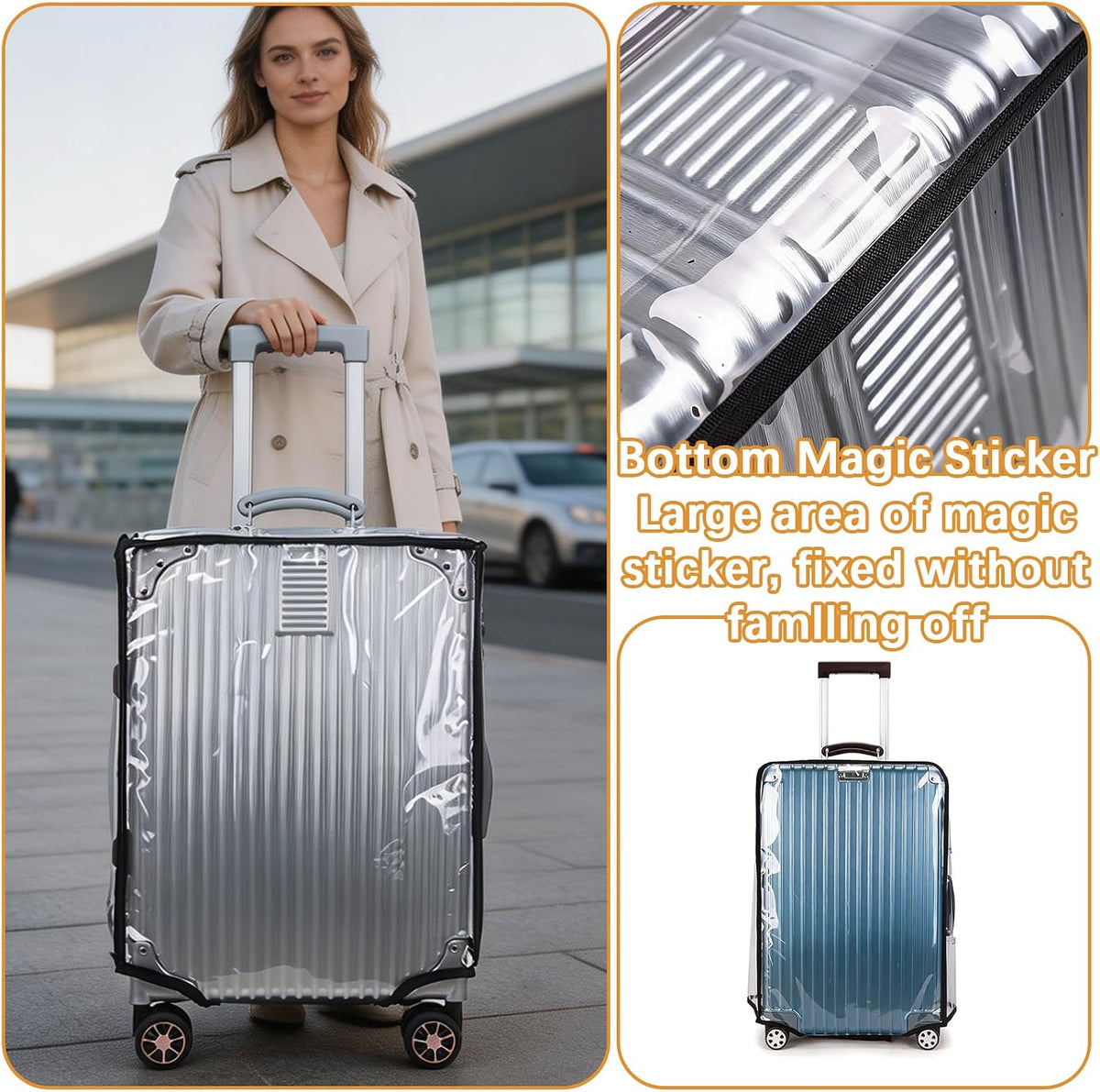 4 Pieces Clear Luggage Cover PVC Suitcase Protector Waterproof Cover for Luggage Spinner Wheels Suitcase (20 Inches, 24 Inches, 28 Inches, 30 Inches)
