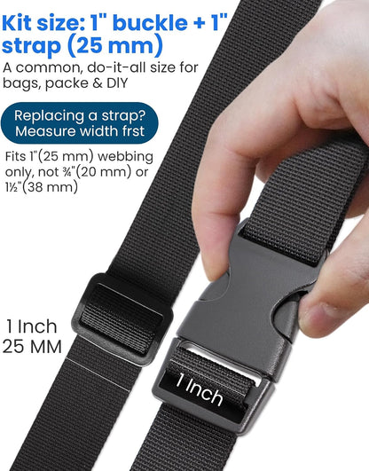 1-Inch Buckle and Strap Kit, 6-Yard Polyester Webbing, 6 Buckles