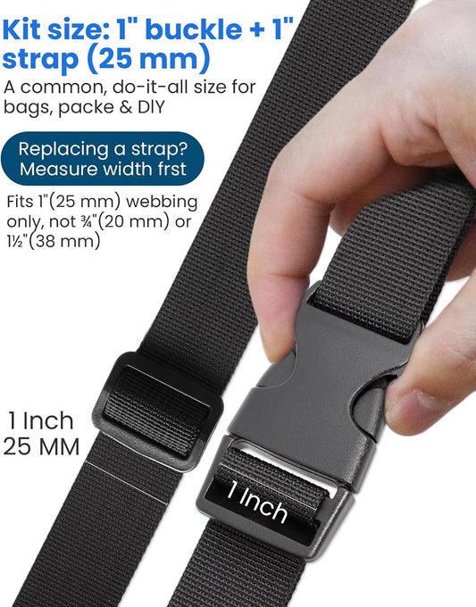 1-Inch Buckle and Strap Kit, 6-Yard Polyester Webbing, 6 Buckles