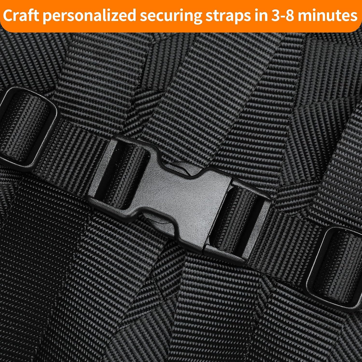 BEYOURD Buckles and Straps Set 1": 6 Yards of Thick Nylon Webbing, 6-Pack Heavy Duty Adjustable Quick Side Release Plastic Buckles, 12 Tri-Glide Slide Clips, Black (1-Inch Combo Set)