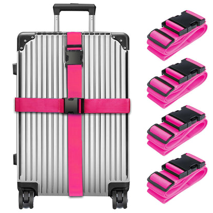 Luggage Straps for Suitcases, Black - Premium Quality Polyester Material, TSA Approved, Adjustable & Versatile, Sturdy Buckle, 4 Pack - Ideal for Travelers