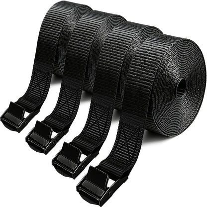 Lashing Straps with Buckles, 4Pack, 1 Inch × 5 Feet, Cargo Tie-Down Strap (Black, 5Ft)