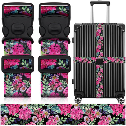 2 Pack Luggage Straps for Suitcases, Adjustable Travel Belt with Double Lock and Quick Release Buckle, Heavy Duty Nylon Bag Packing Strap, Bright Identifiers Business Travel Accessories-Colorful Block