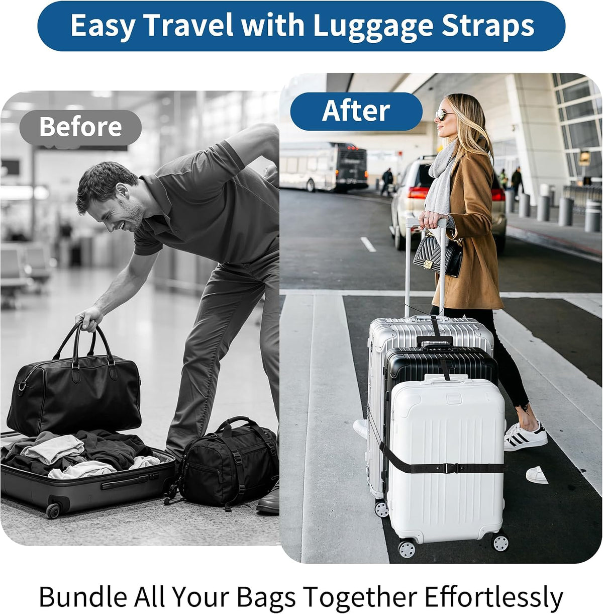 Luggage Straps for Suitcases, 7 Pcs Nylon Extra Long Add A Bag Strap