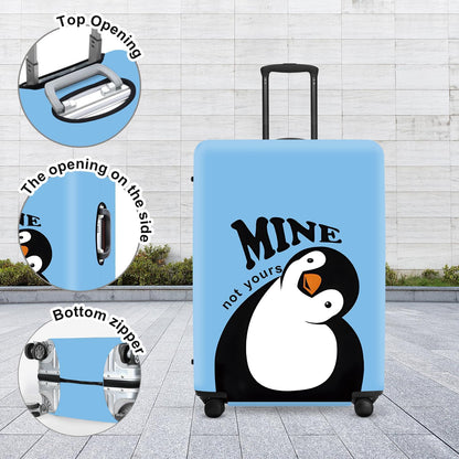 Cute Penguin "Mine" Luggage Cover Set, Cartoon Animal Print Waterproof Suitcase Protector, Travel Accessories
