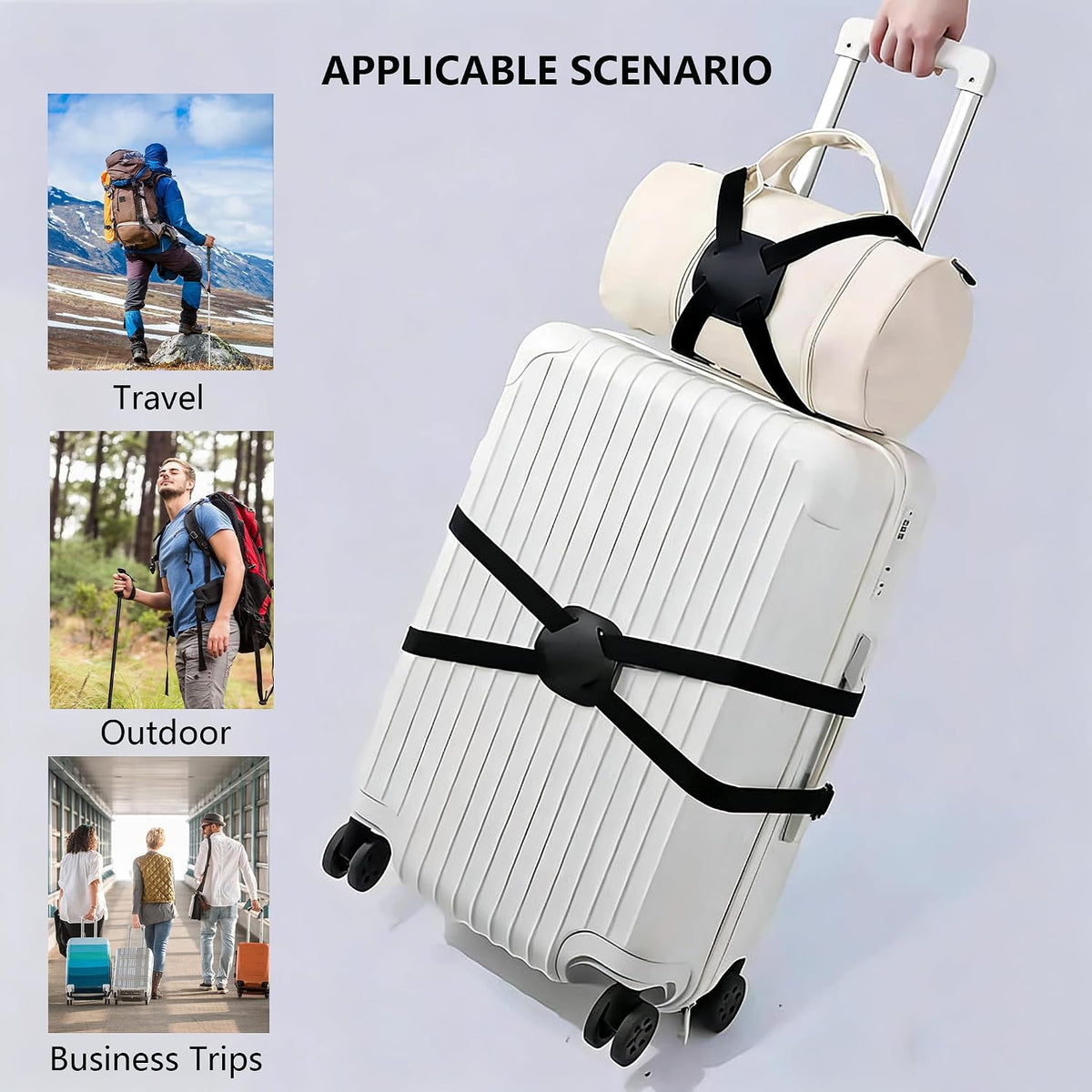Luggage Straps Bag Bungee,Luggage Straps for Suitcases,Suitcase Straps,Elastic Strap,Ajustable Elastic Bungee Belt 2 Pack,Add a Bag Easy to Travel Suitcase,Travel Suitcase Bag Accessories.(Black)