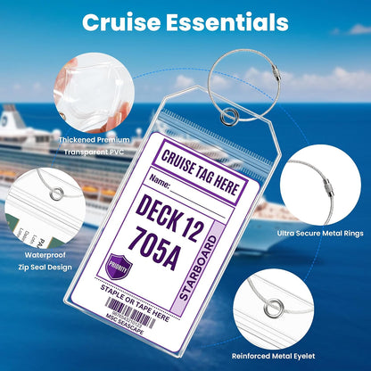 6 Pack Cruise Luggage Tag Holder for Carnival, Princess, Holland America