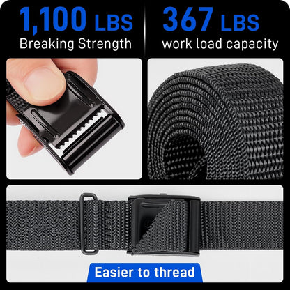Lashing Straps 1" x 4 ft Cam Buckle Tie Downs, 1,100 lb, 4 Pack