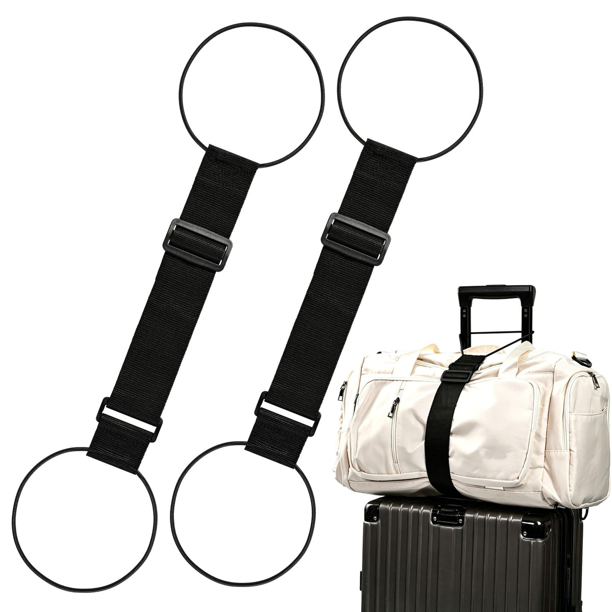 2Pcs Luggage Straps for Suitcases, Adjustable Luggage Connector Straps