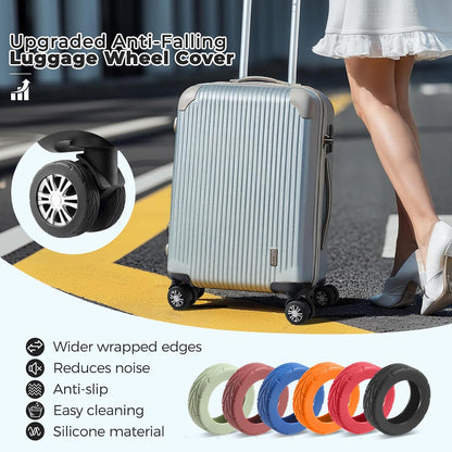 8Pcs Upgrade Luggage Wheel Covers, Travel Accessories (Black)