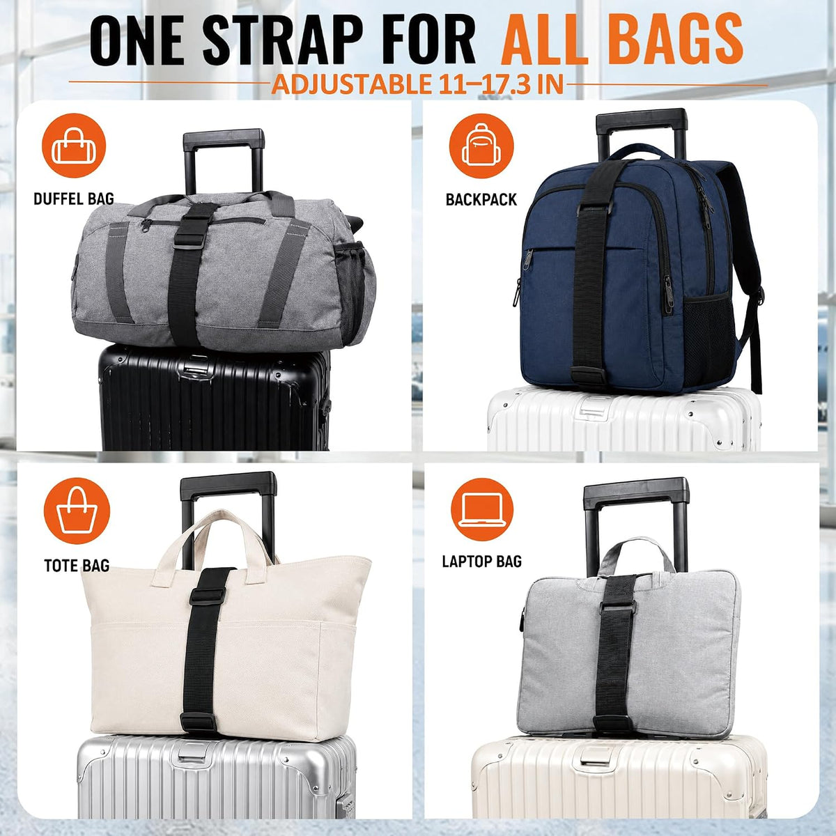 7 Pack Adjustable Luggage Straps for Suitcases & Luggage Connector Straps