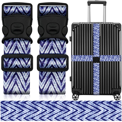 2 Pack Luggage Straps for Suitcases, Adjustable Travel Belt with Double Lock and Quick Release Buckle, Heavy Duty Nylon Bag Packing Strap, Bright Identifiers Business Travel Accessories-Colorful Block