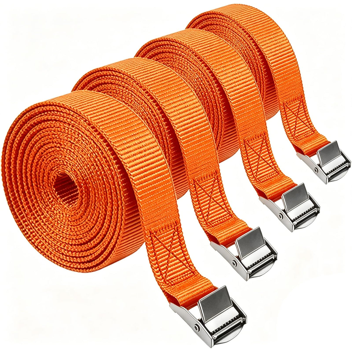 Lashing Straps with Buckles, 4Pack, 1 Inch × 5 Feet, Cargo Tie-Down Strap (Black, 5Ft)