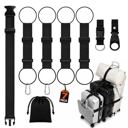 7 Pack Adjustable Luggage Straps for Suitcases & Luggage Connector Straps