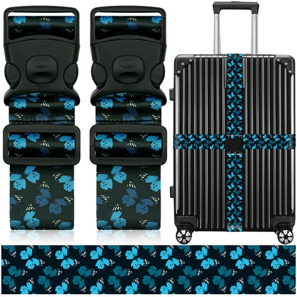 2 Pack Luggage Straps for Suitcases, Adjustable Travel Belt with Double Lock and Quick Release Buckle, Heavy Duty Nylon Bag Packing Strap, Bright Identifiers Business Travel Accessories-Colorful Block